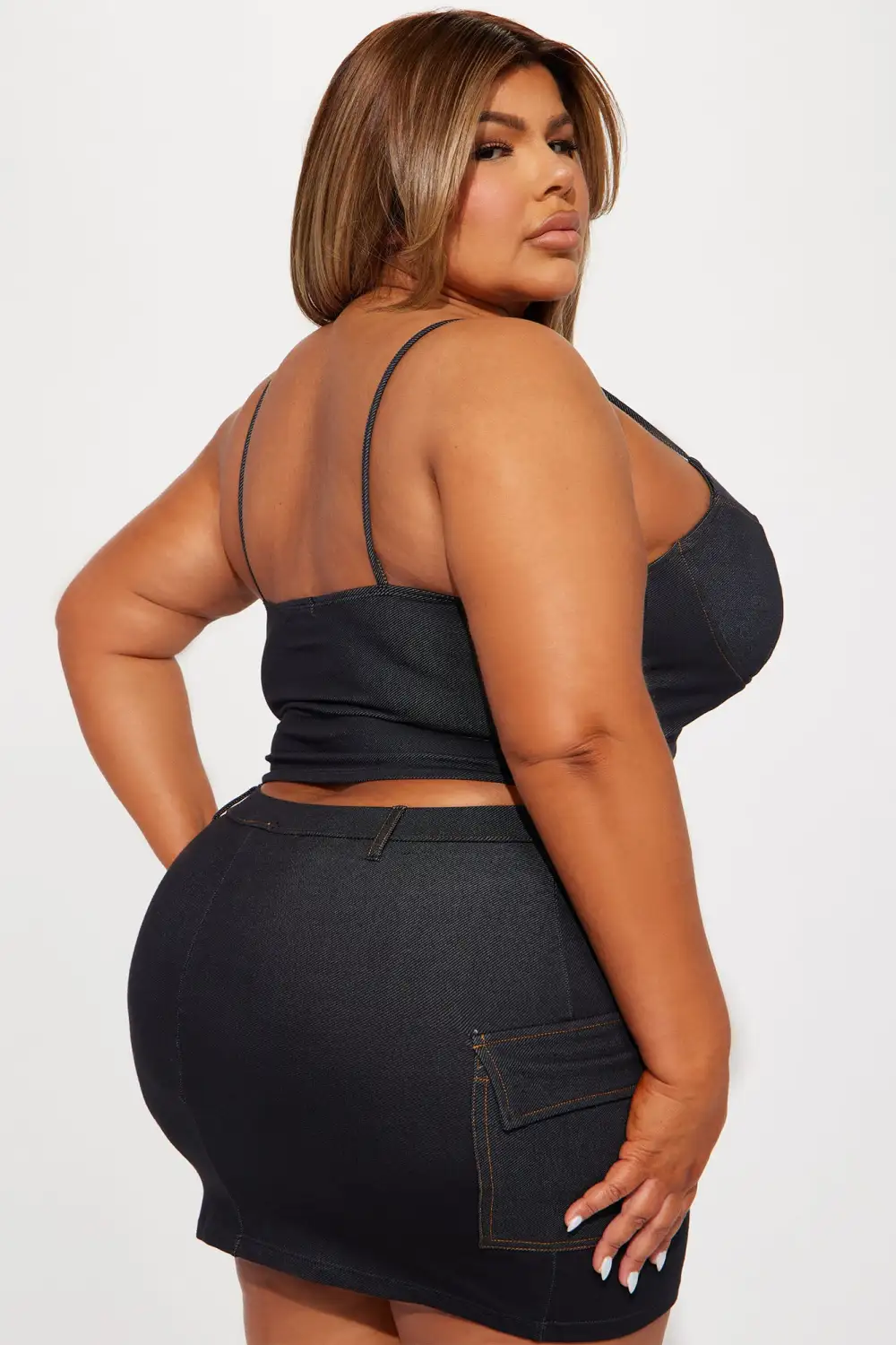 Claire Knit Denim Corset Top - Dark Denim