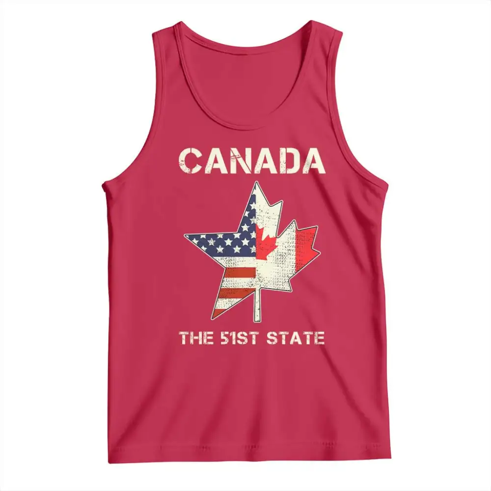 Canada The 51st State Tank Top Maple Canadian American Flag TS09
