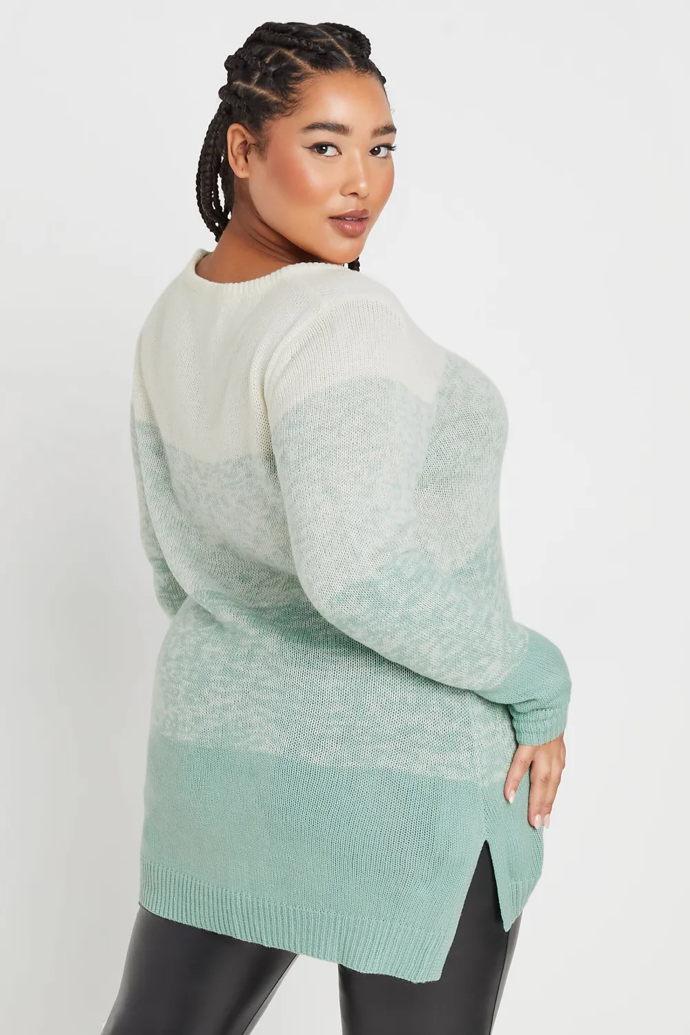 YOURS Curve Pink Colourblock Stripe Knitted Jumper