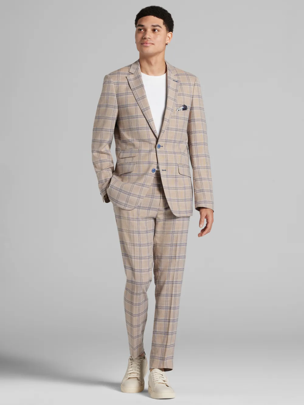 Paisley &Amp; Gray Slim Fit Windowpane Suit Jacket