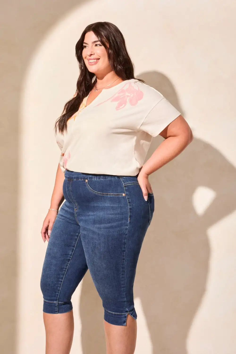 Audrey Comfort Stretch Pull-On Denim Shorts-Stormyblue