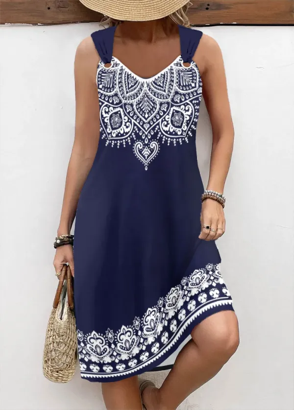 2024 NEW TRENDS Tribal Print A Line Sleeveless Dress