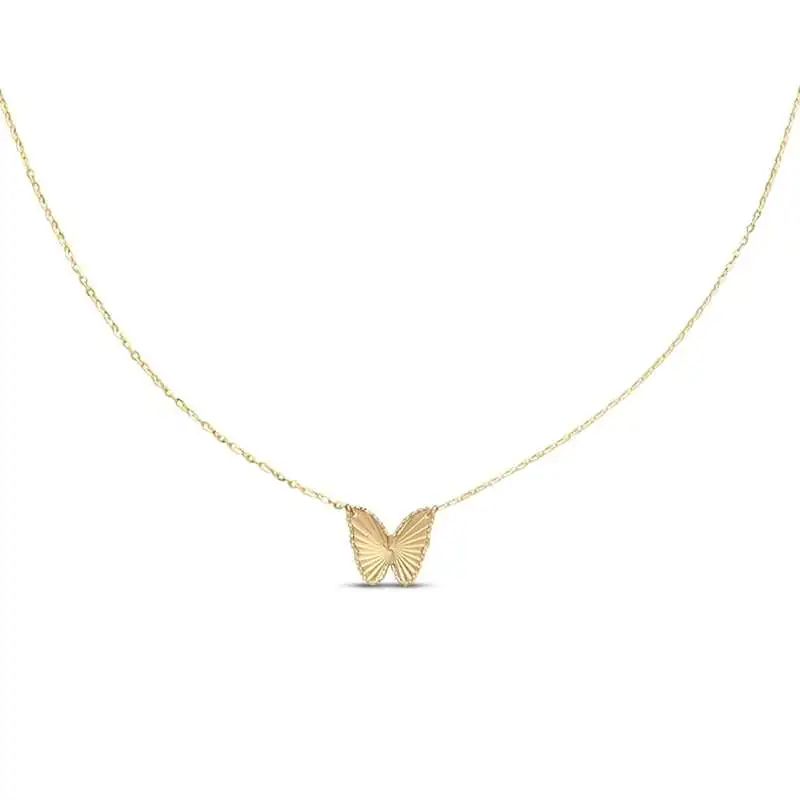 Diamond-cut Butterfly Necklace 10K Yellow Gold 18