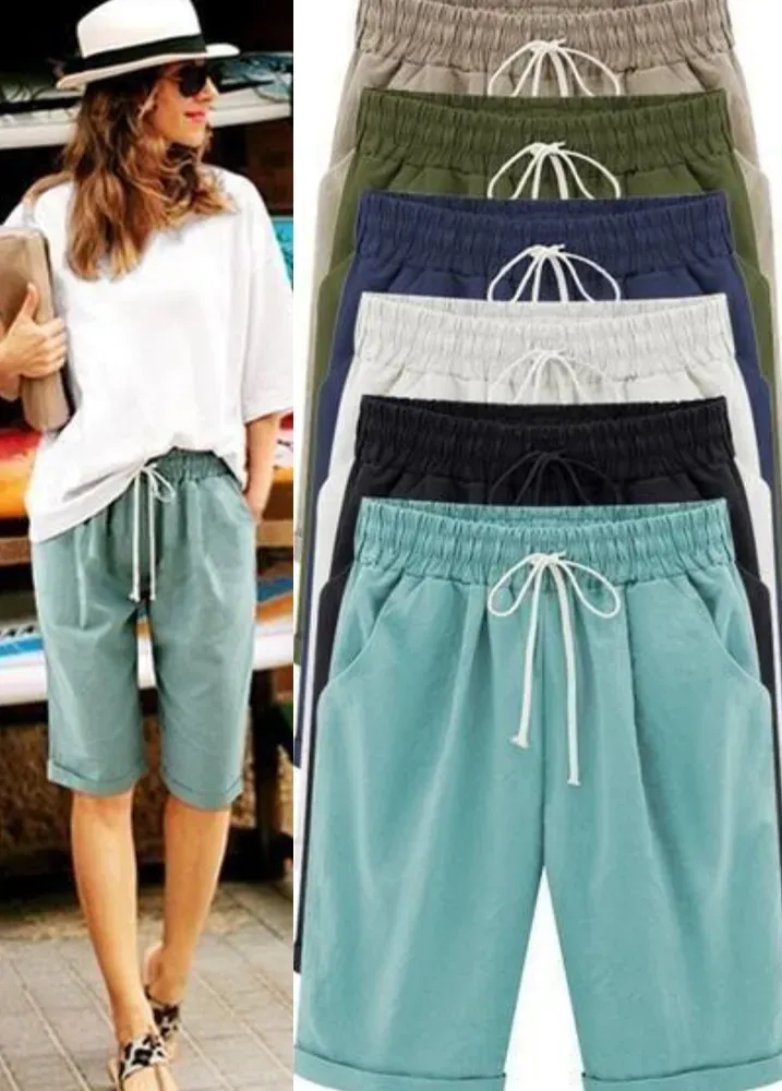 PLUS SIZE POCKETS CASUAL SHORTS