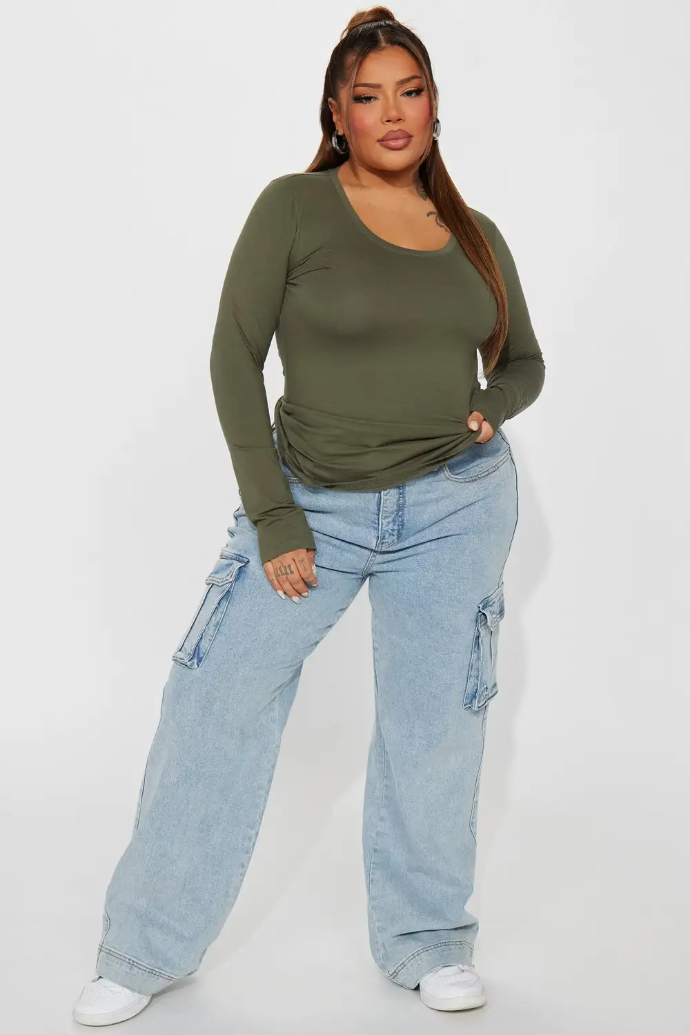 Briana Long Sleeve Top - Olive