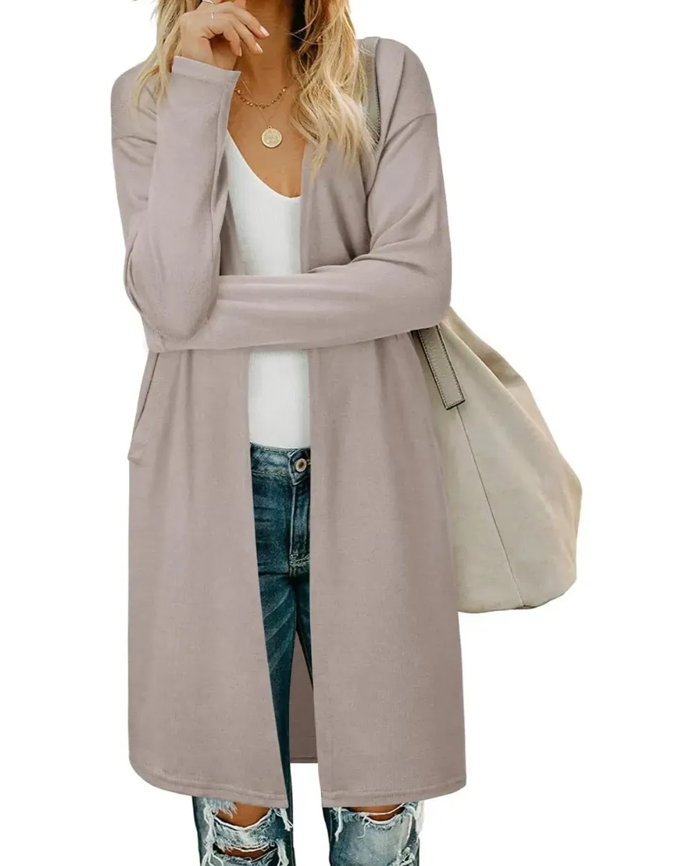 Women's Long Sleeve Lightweight Cardigan with Pockets Jacket