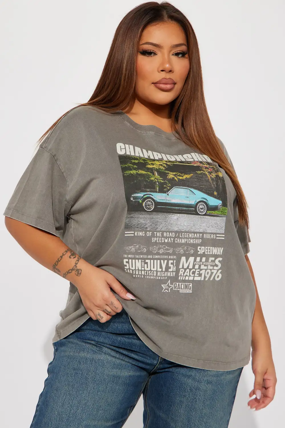 King Of The Road Graphic Tshirt - Grey