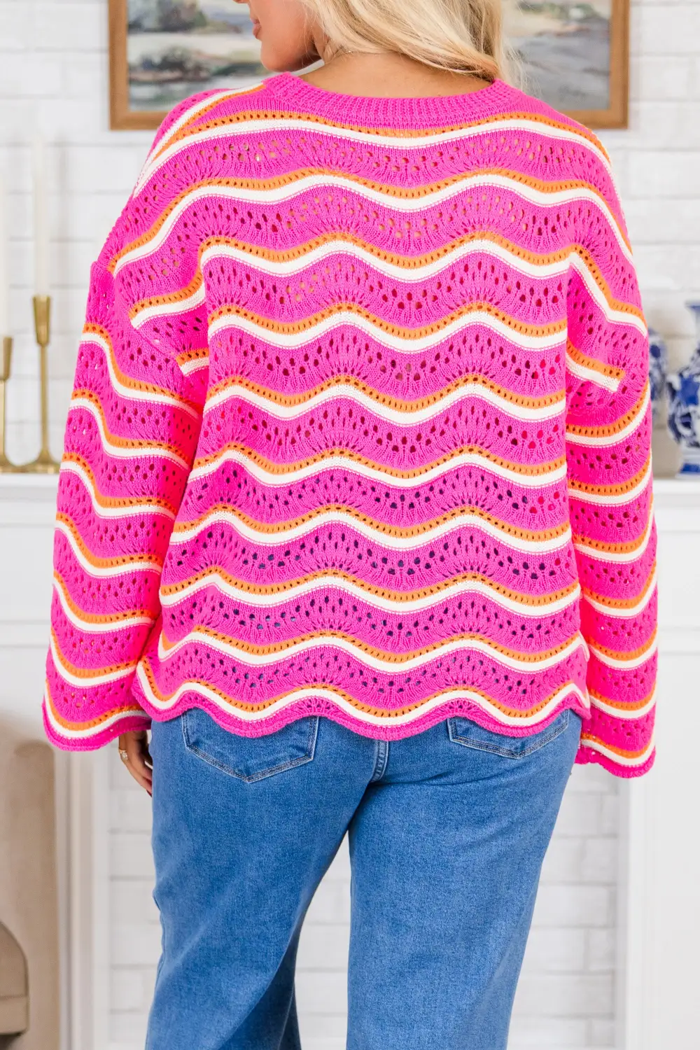 Wavy Comfort Sweater, Pink