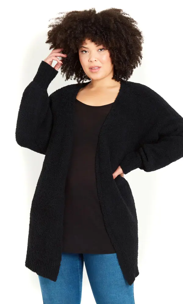 Evans Black Teddy Longline Cardigan