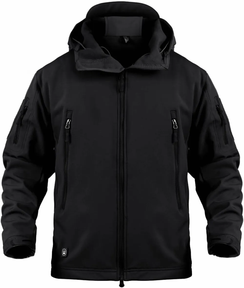 Men's Tactical Softshell Jacket Waterproof Fleece Hooded Hunting Coat