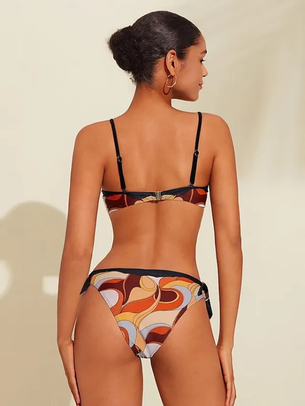 Knotted Print Bikini Swimsuit
