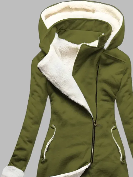 Autumn and winter casual warm sweater Long Sleeve Plain Zipper Fleece Coat