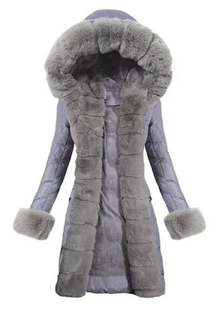 Faux Fur Hooded Purple Down Coat