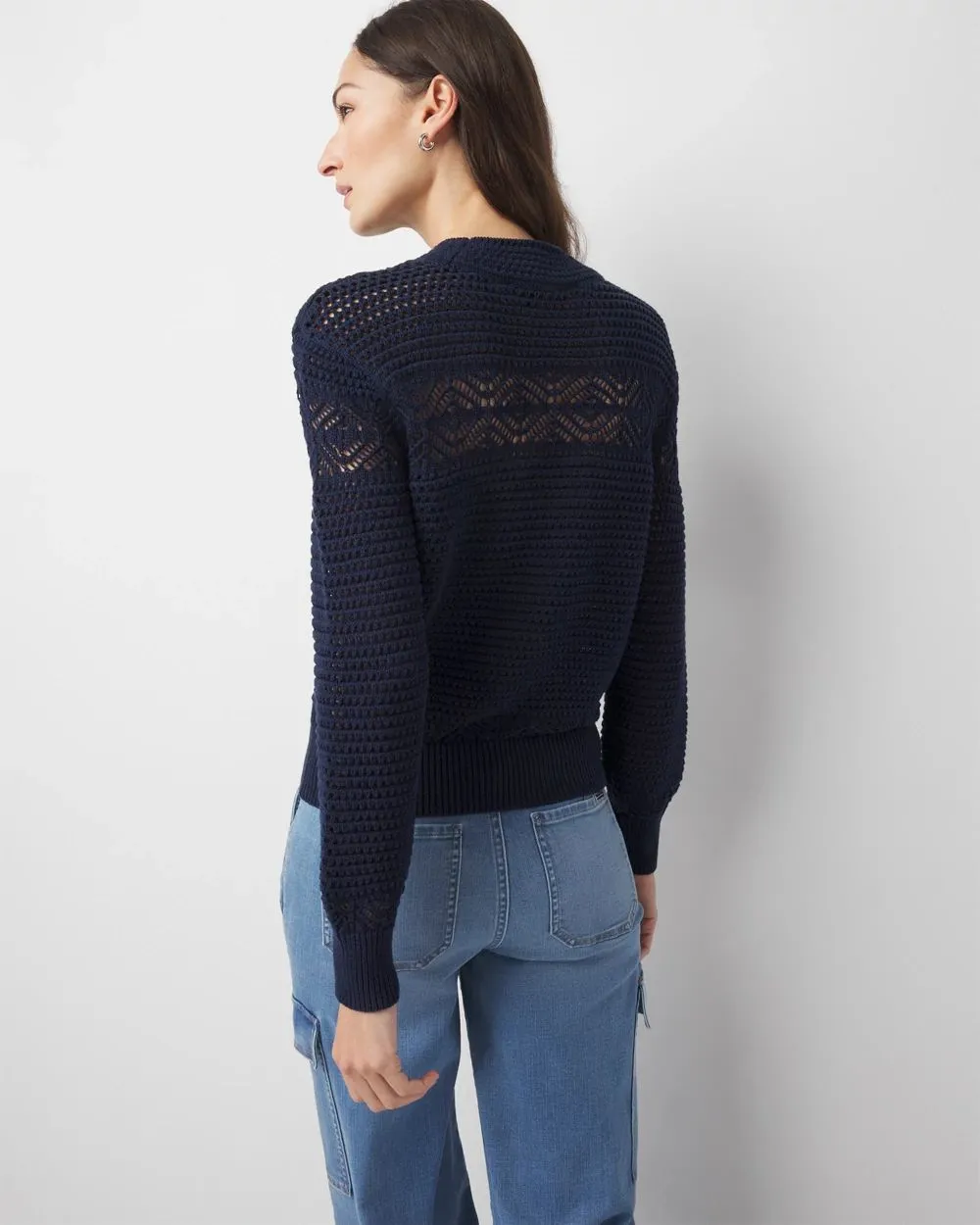 Mixed Stitch Mock Neck Sweater