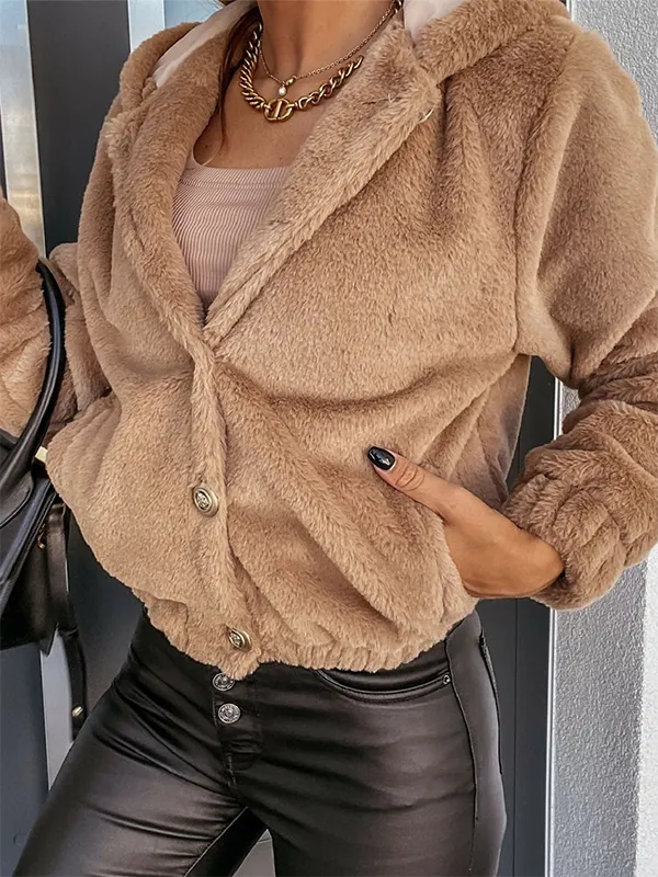 Fluff/Granular Fleece Fabric Casual Teddy Jacket