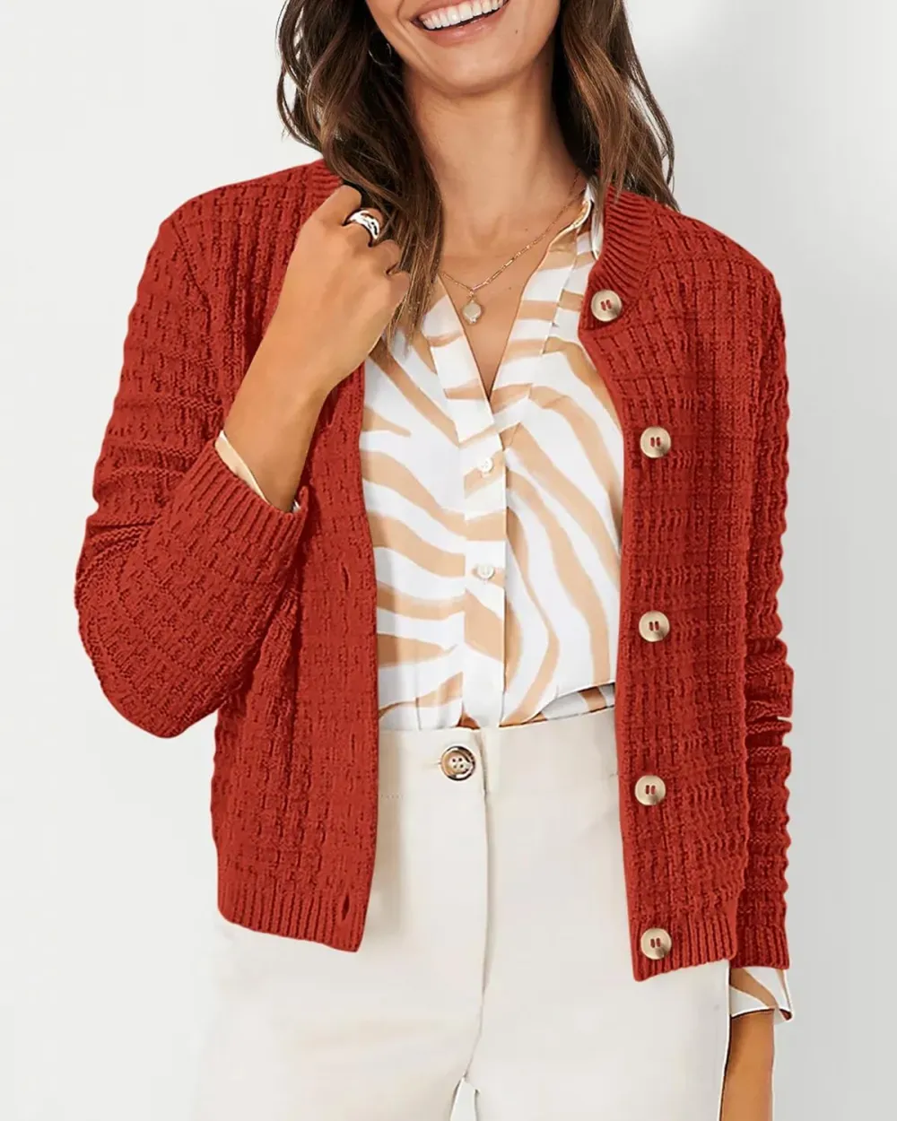 Women's Knit Cardigan Sweaters Casual Long Sleeve Open Front Button Down Trendy Jackets Outerwear