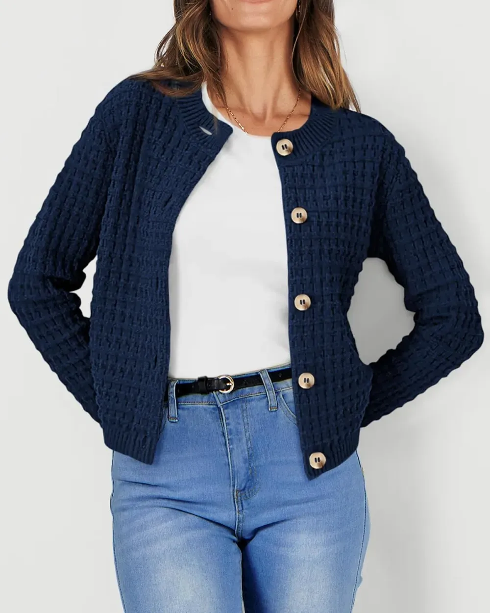 Women's Knit Cardigan Sweaters Casual Long Sleeve Open Front Button Down Trendy Jackets Outerwear