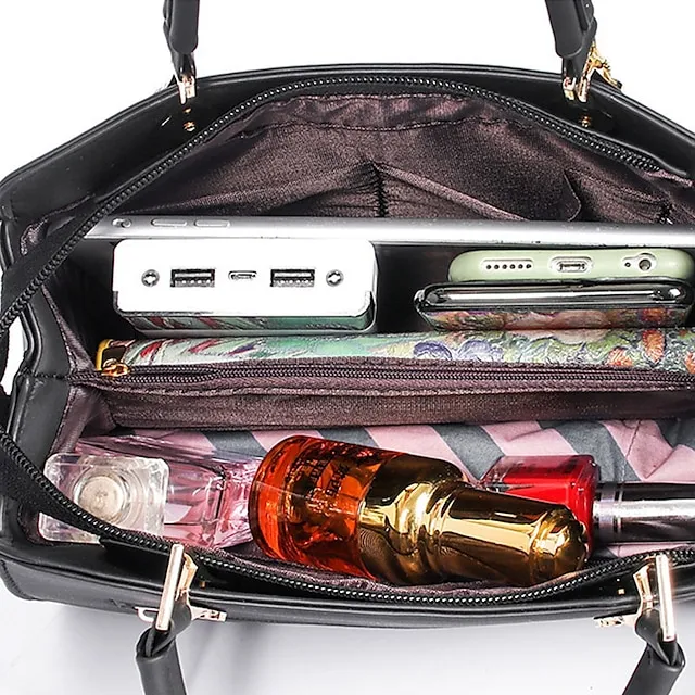 Women's Handbag Crossbody Bag Diaper Bag Tote PU Leather Office Daily Pendant Adjustable Large Capacity Durable Solid Color Black White Pink