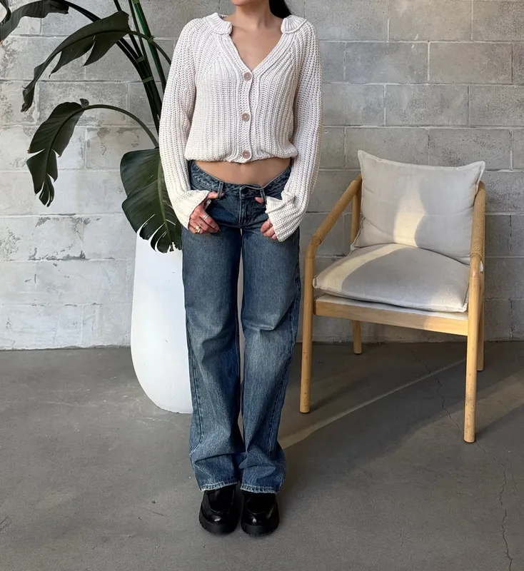 Ribbed Button Front Knit Cardigan
