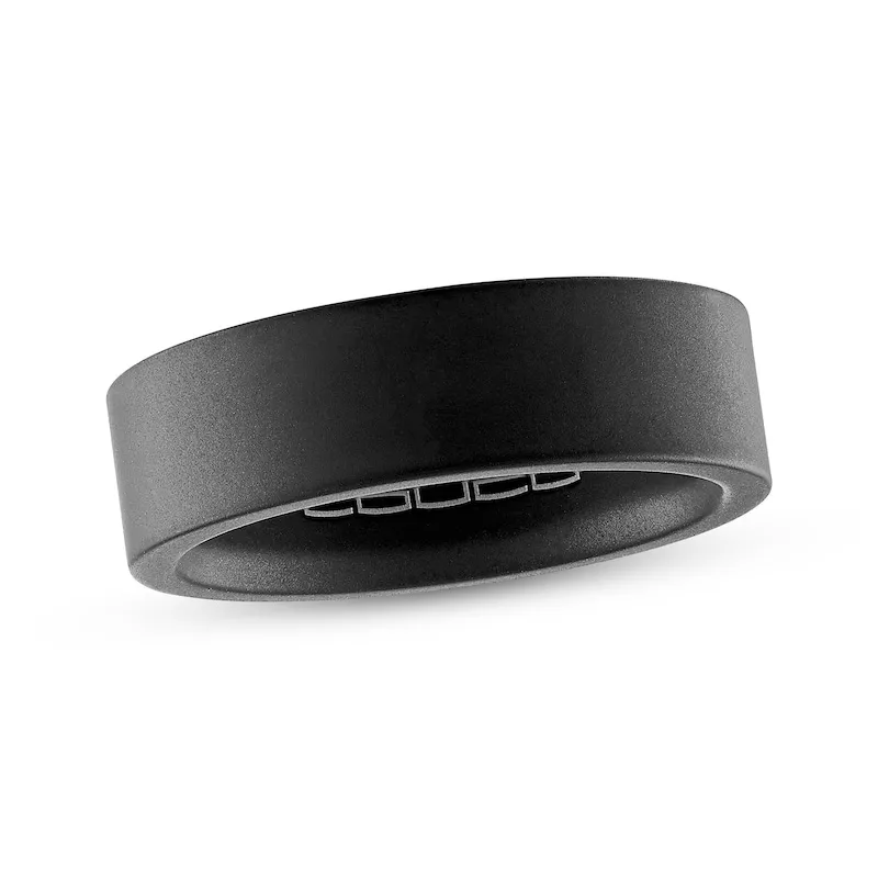 Men's Sandblasted Wedding Band Black Ion-Plated Tungsten