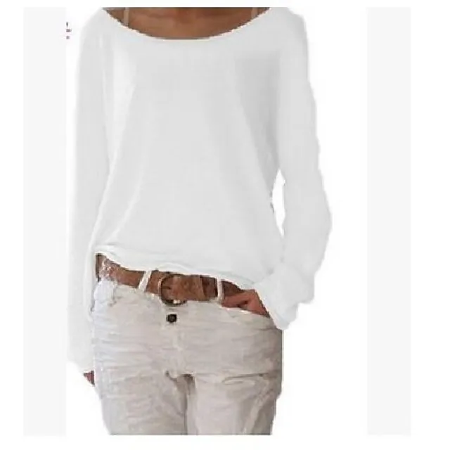 T shirt Tee Women's Light Blue Watermelon powder White Solid / Plain Color Basic Soft Daily S