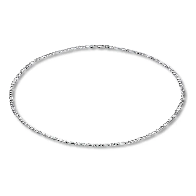 Solid Figaro Necklace Sterling Silver  24