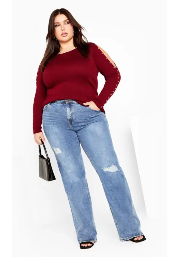 Cold Shoulder Full Length Sleeves Sweater