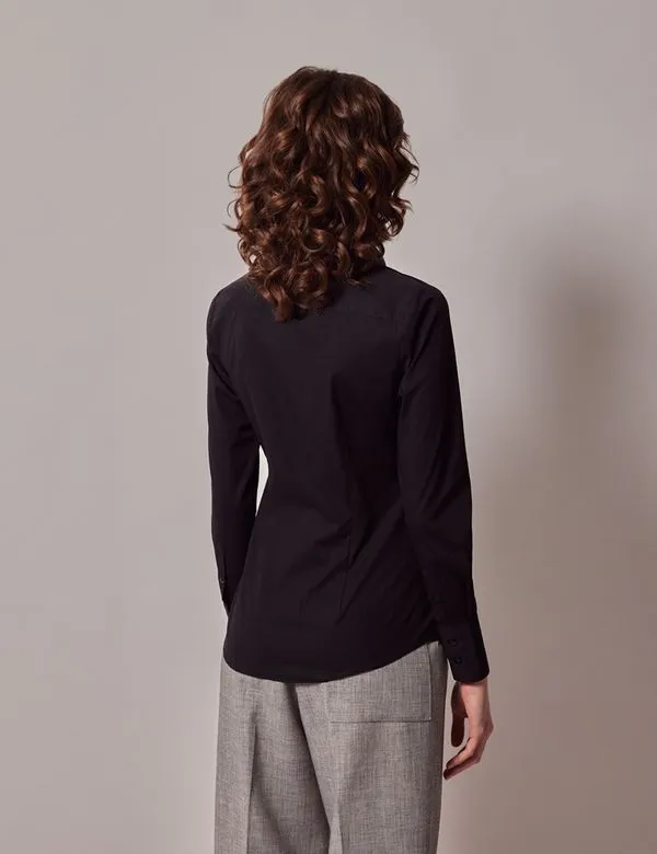 Cotton Stretch Fitted Shirt With Concealed Placket