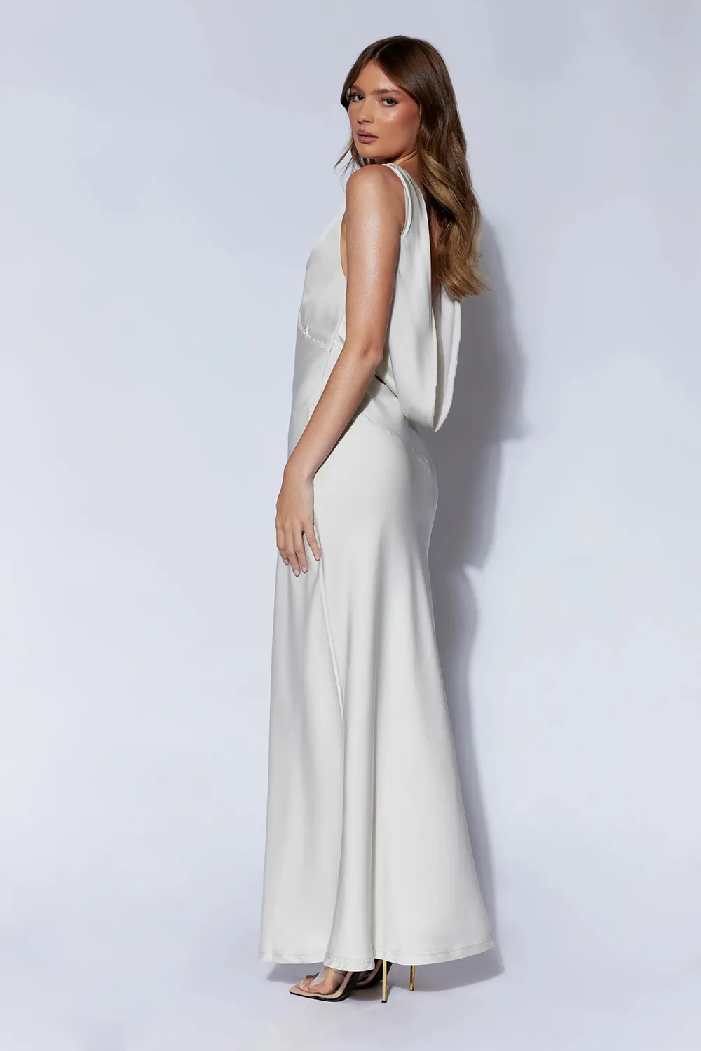 Maxi Satin Dress With Back Cowl