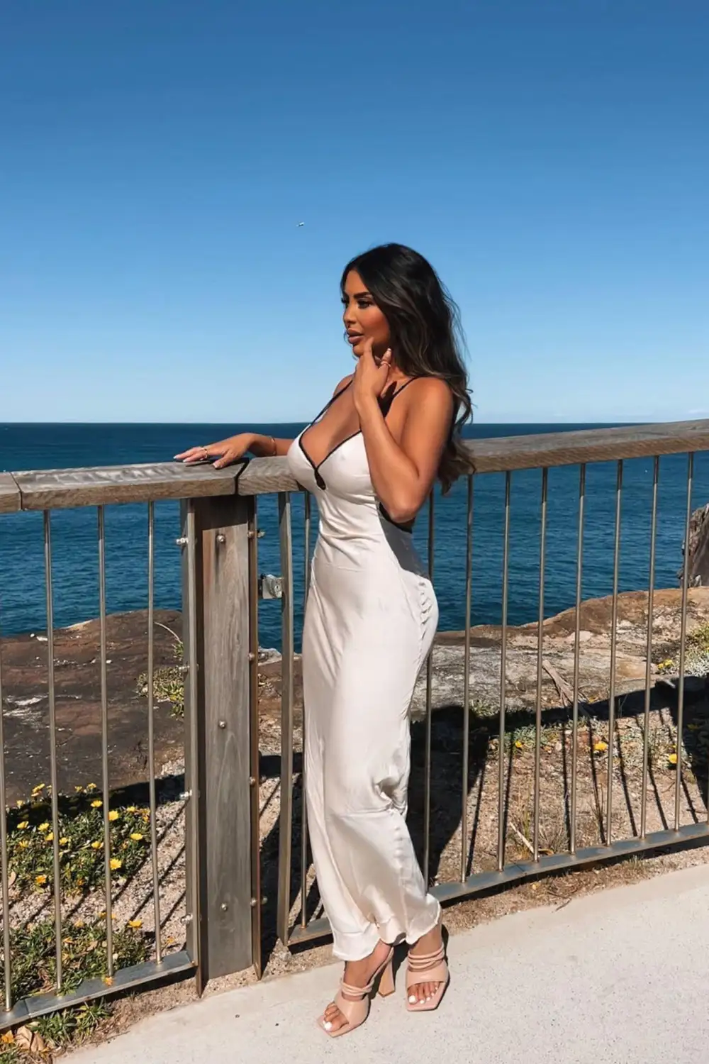 Saisha Satin Maxi Dress - Cream