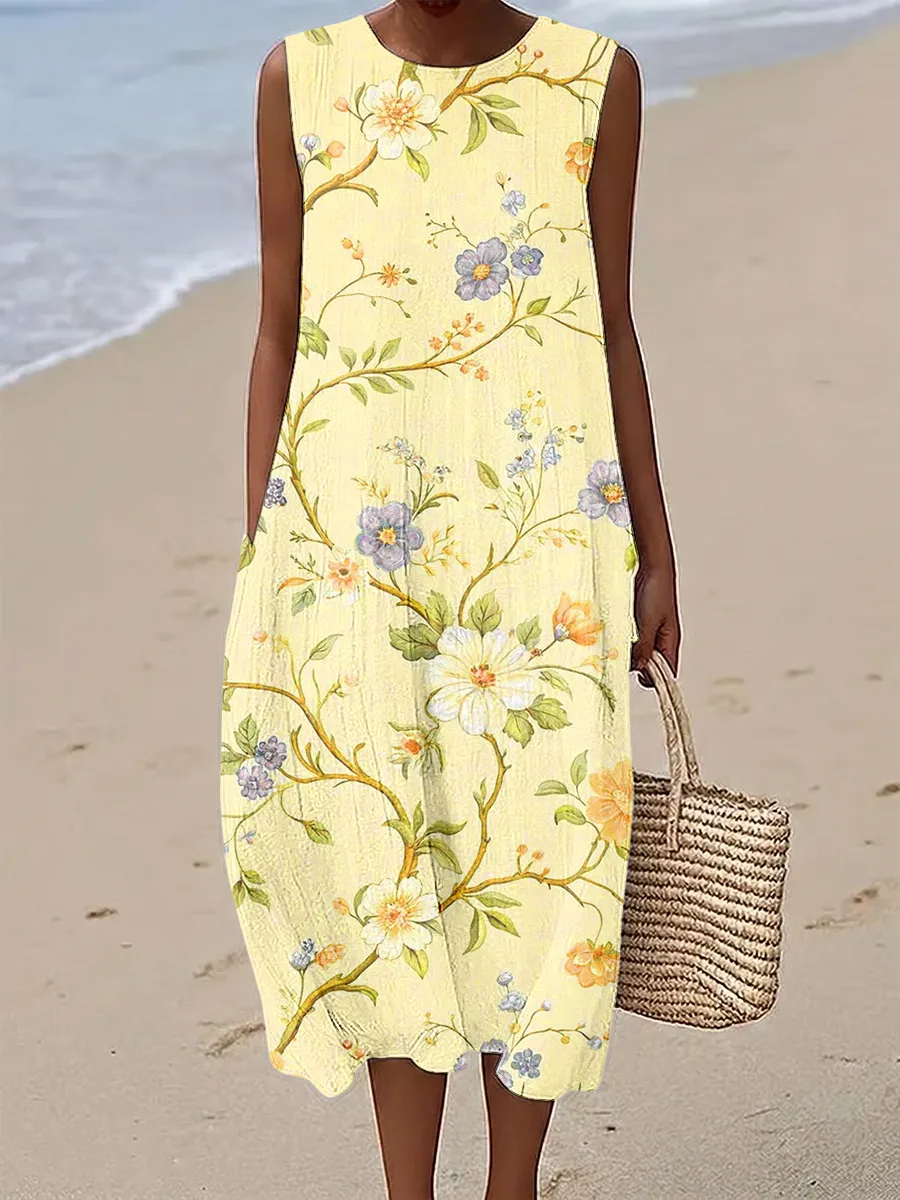 Women's Spring Plant Printed Dress