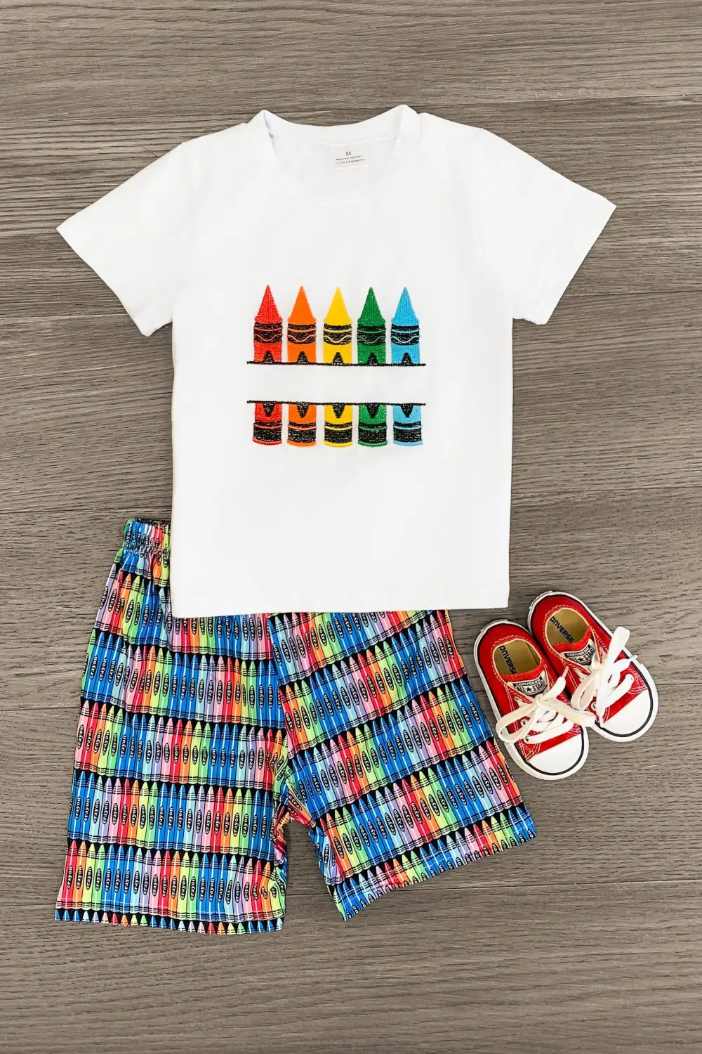 White Rainbow Crayon Short Set