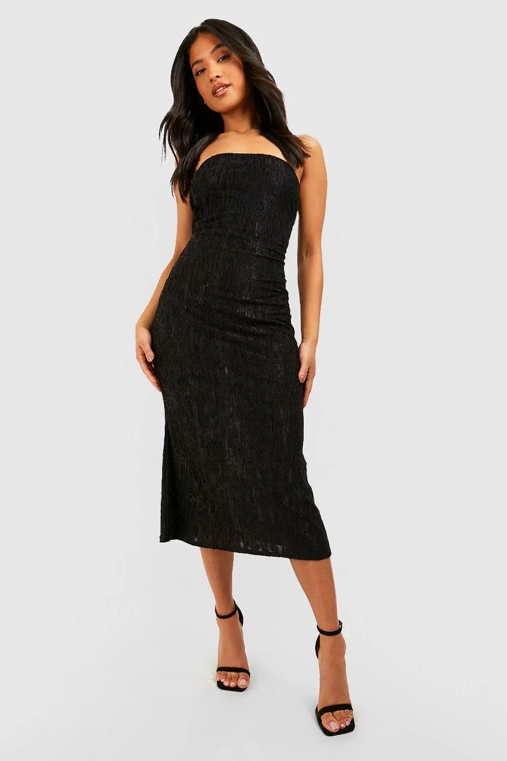 Spring/Summer PETITE TEXTURED SLINKY DRAPE BACK MIDAXI DRESS