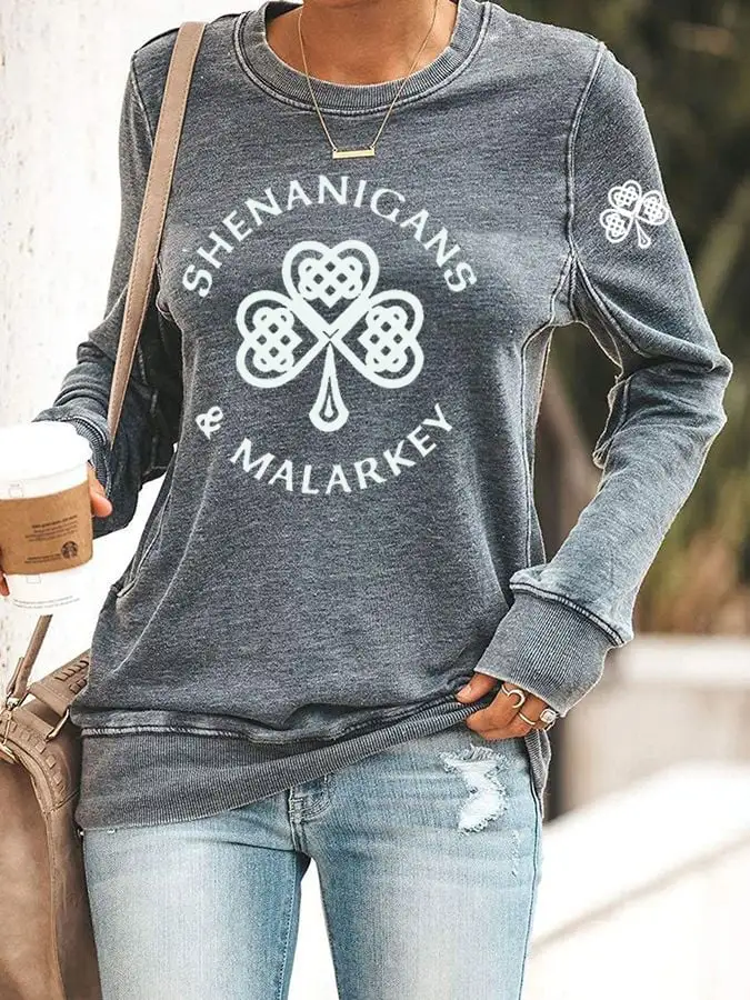 Women's St. Patrick's Day Shenanigans And Malarkey Print Sweatshirt
