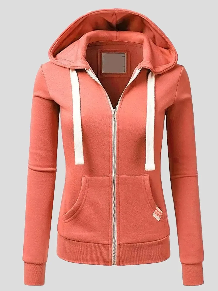 Women's Coats Sports Cardigan Zip Pocket Hooded Coat