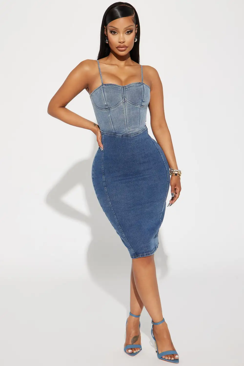 Rodeo Babe Denim Midi Dress - Blue