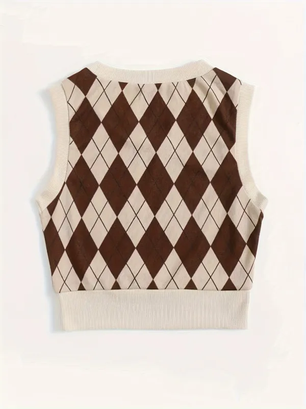 Argyle Crew Neck Sweater Vest