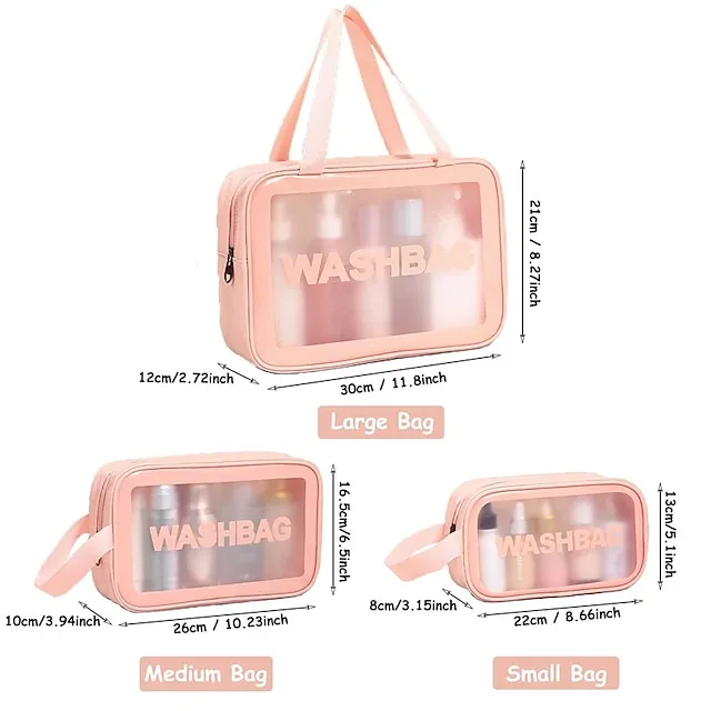 Clear Makeup Bag Waterproof Washing Cosmetic Bag With Zipper Handle Large Capacity Skin Care Products Travel Finishing Storage Bag