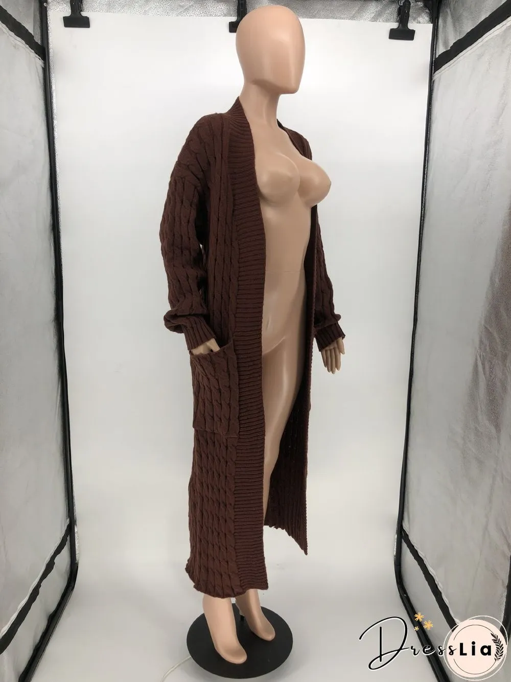Winter Crochet Loose Long Twist Sweater Cardigan