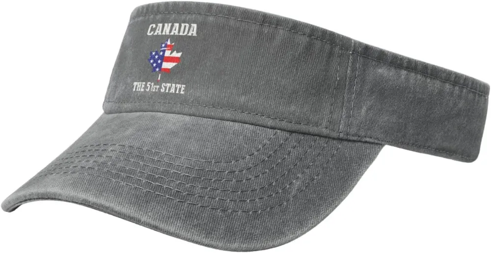 Canada 51st State Denim Visor Hat Adjustable Unisex Golf Sports Empty Top Cap