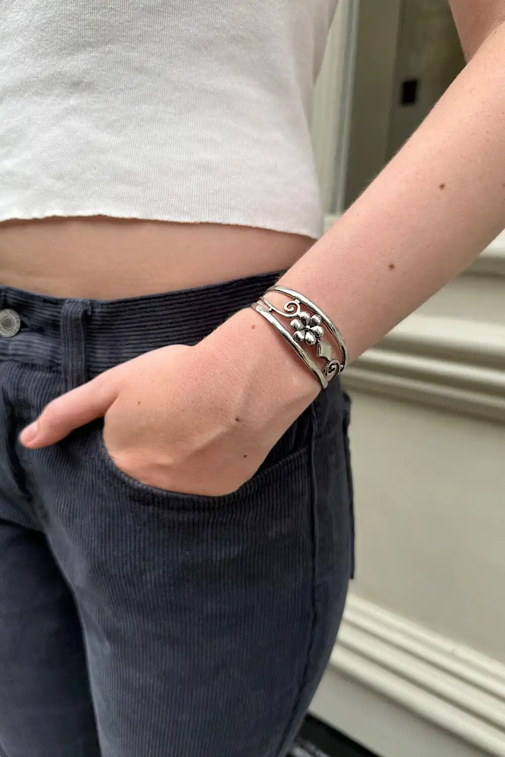 Flower Center Open Bracelet