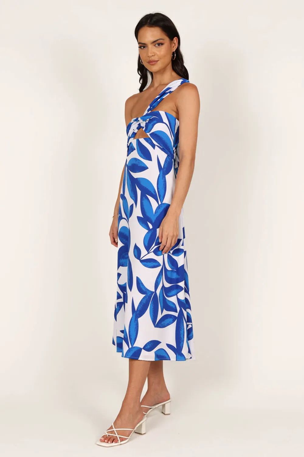 FREDDIE MIDI DRESS - WHITE/BLUE
