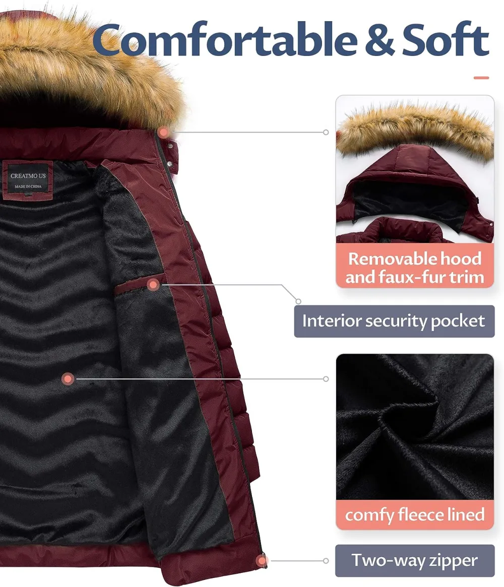 US Women's Winter Hooded Coat Waterproof Warm Long Puffer Jacket Parka