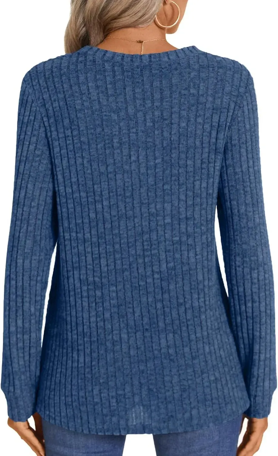 HOTGIFT Womens 2024 Fall Winter Tunic Tops Long Sleeve Casual T-Shirts Soft Comfy Stripe Blouse Lightweight