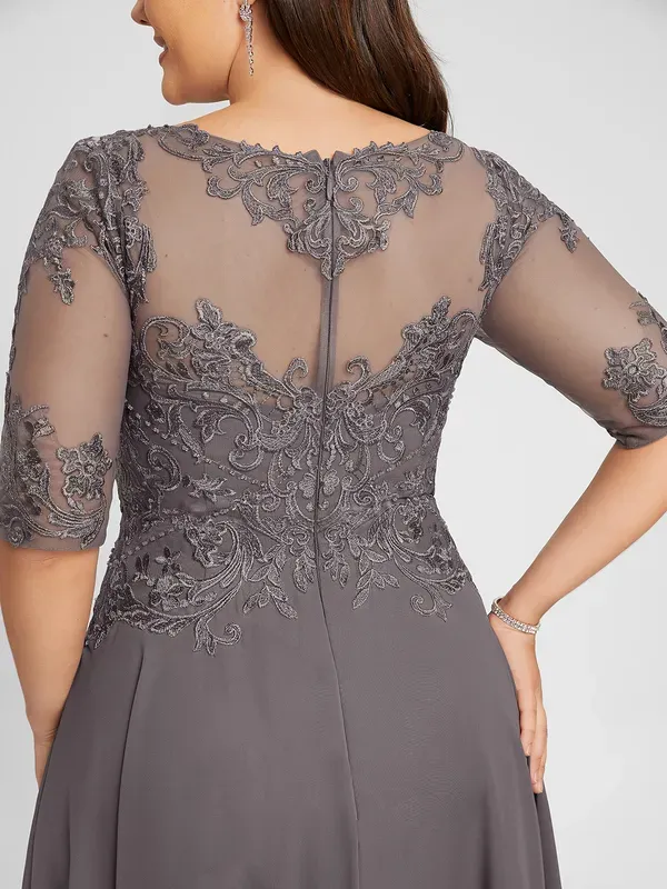 Asymmetric Chiffon Lace Maxi Dress