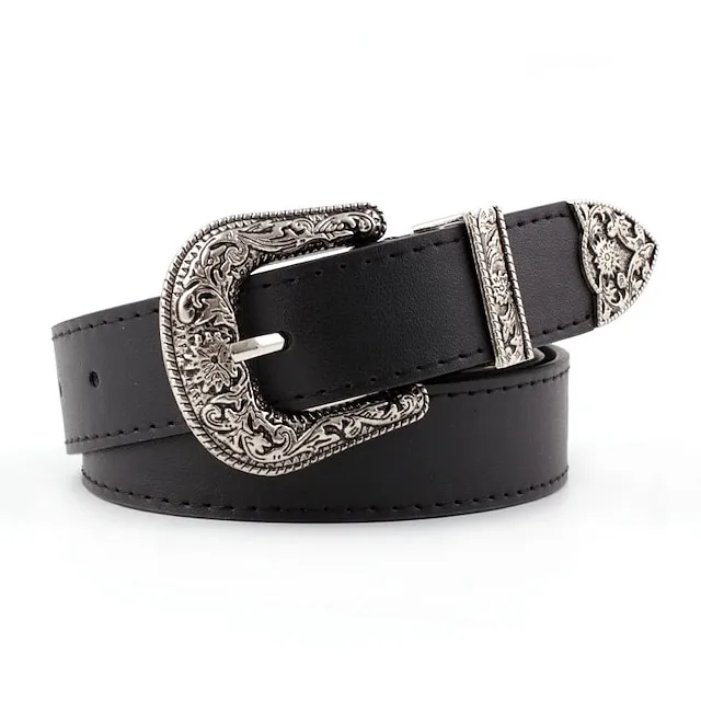 Men's Women's PU Buckle Belt PU Leather Metal Bucke Eyelet Formal Casual Party Daily Black Gray Dark Blue Brown