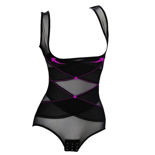 Corset Women's Bodysuits Shapewears Home Office Christmas Bed Plus Size Black Purple Apricot Sport Seamless Sexy Buckle Seamed Criss Cross Classic Tummy Control Solid Color Pure Color Summer Spring