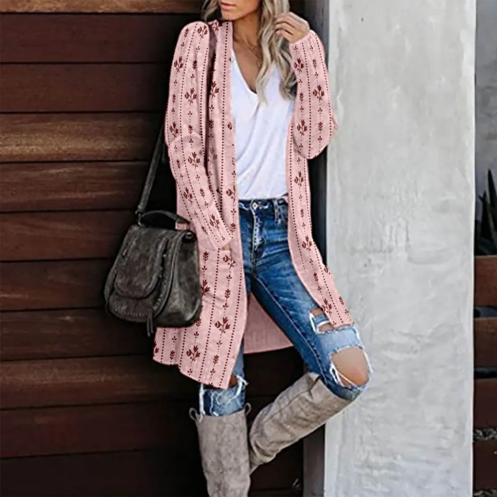 Women's Casual Striped Knit Cardigan