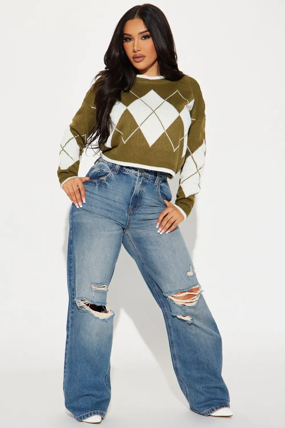 Daily News Sweater - Olive/combo