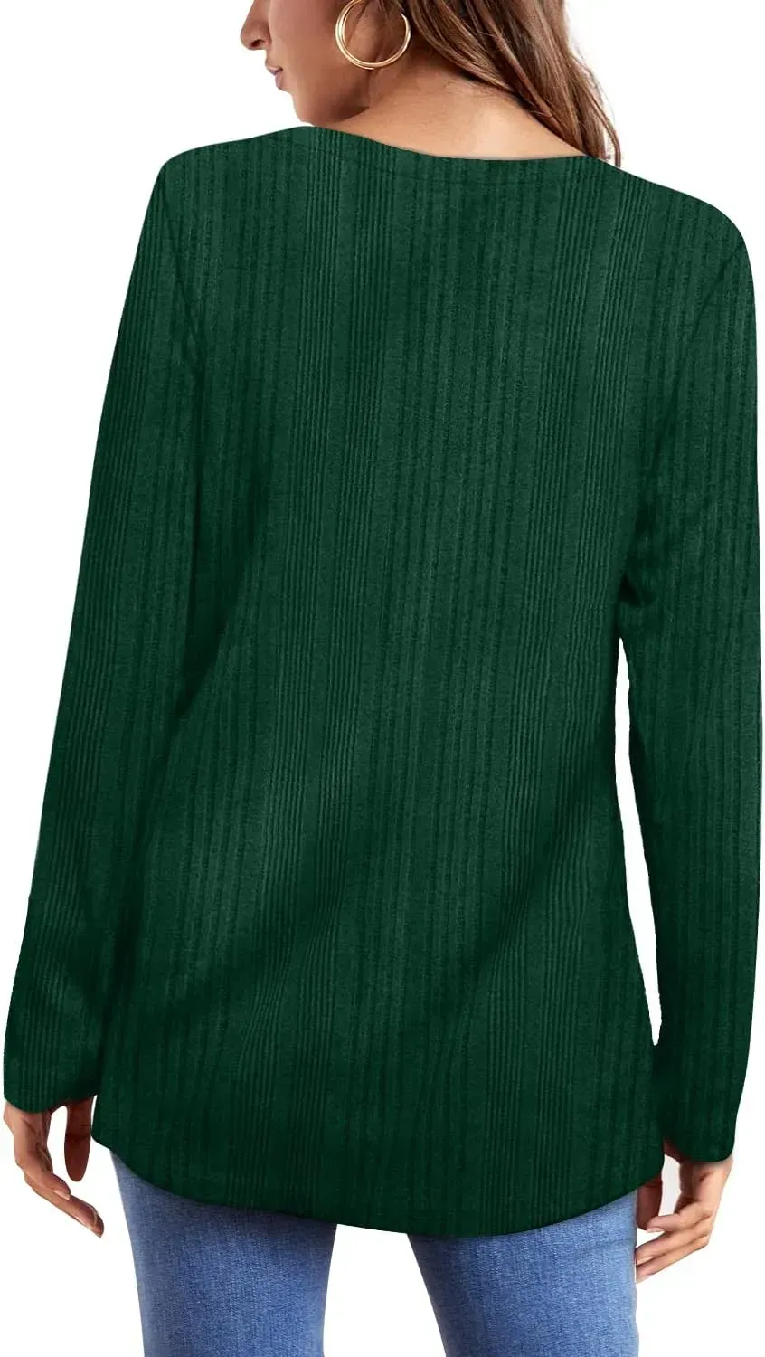 OFEEFAN Long Sleeve Shirts for Women Lightweight Crew Neck Casual Tunic Tops